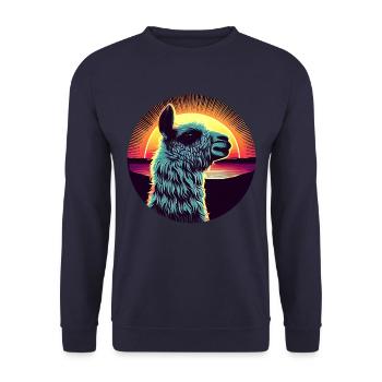 Lama Sunset India - Unisex Sweatshirt - navy - Front - Alina (178cm) & Michal (187cm)