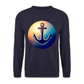 Anchor Sunset Round - Sweat-shirt Unisexe - marine - Devant - Alina (178cm) & Michal (187cm)