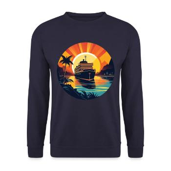 Cruise Cruise Ship Sunset - Unisex Sweatshirt - navy - Front - Alina (178cm) & Michal (187cm)