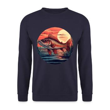 Trout at sunset Atmospheric design - Unisex Sweatshirt - navy - Front - Alina (178cm) & Michal (187cm)