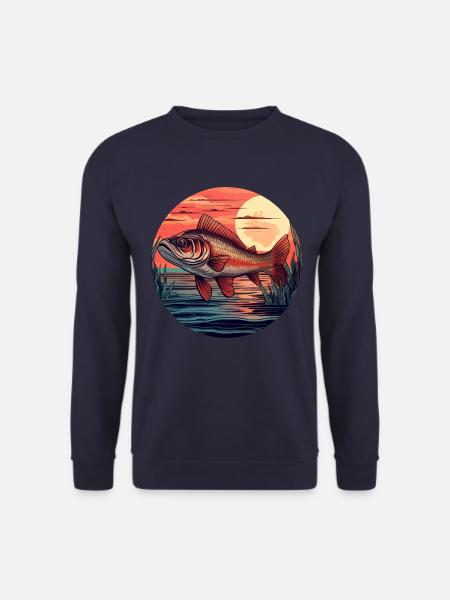 Trout at sunset Atmospheric design - Unisex Sweatshirt - navy