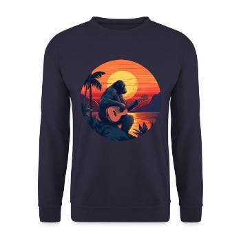 Guitariste Gorilla au coucher du soleil - Sweat-shirt Unisexe - marine - Devant - Alina (178cm) & Michal (187cm)