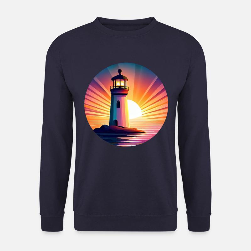 Leuchtturm bei Sonnenuntergang - Malerisches - Unisex Pullover - Navy