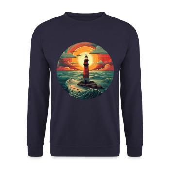 Phare au coucher du soleil - Baiser romantique - Sweat-shirt Unisexe - marine - Devant - Alina (178cm) & Michal (187cm)