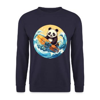 Surfing panda at sunset - Unisex Sweatshirt - navy - Front - Alina (178cm) & Michal (187cm)