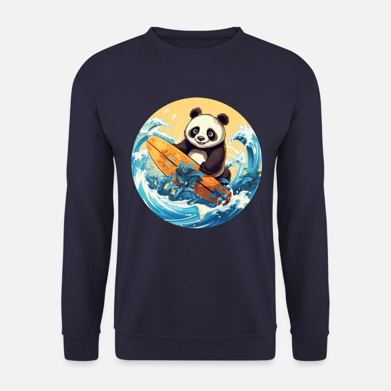 Surfing panda at sunset - Unisex Sweatshirt - navy