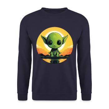 Alien on the lake at sunset - Unisex Sweatshirt - navy - Front - Alina (178cm) & Michal (187cm)