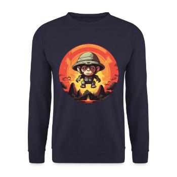 Un explorateur de singes rencontre un extraterrestre à - Sweat-shirt Unisexe - marine - Devant - Alina (178cm) & Michal (187cm)