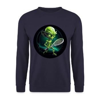 Un extraterrestre vert joue au tennis spatial - Sweat-shirt Unisexe - marine - Devant - Alina (178cm) & Michal (187cm)