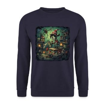 Zombie Imp Factory - Creepy - Unisex Sweatshirt - navy - Front - Alina (178cm) & Michal (187cm)
