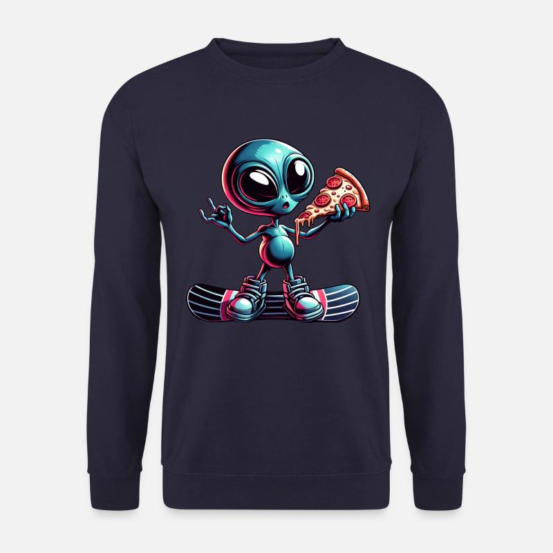 Alien Snowboarder: Pizza-Action - Unisex Pullover - Navy