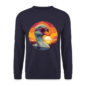 Lunettes de soleil Cool Duck Coucher de soleil sur l’eau - Sweat-shirt Unisexe - marine - Devant - Alina (178cm) & Michal (187cm)