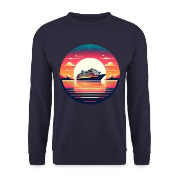 Kreuzfahrturlaub: Sonnenuntergang auf hoher See - Unisex Pullover - Navy - Vorne - Alina (178cm) & Michal (187cm)