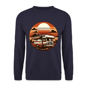 Caravane Camping Vacances Vintage Rond Coucher de soleil - Sweat-shirt Unisexe - marine - Devant - Alina (178cm) & Michal (187cm)