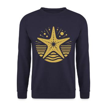 Seestern Meerestier Salzwasser Aquarium Silhouette - Unisex Pullover - Navy - Vorne - Alina (178cm) & Michal (187cm)
