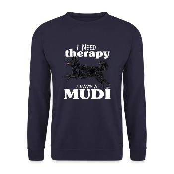 muditherapy - Unisex sweater - marineblå - Foran - Alina (178cm) & Michal (187cm)