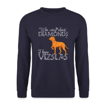 Diamants Vizsla - Sweat-shirt Unisexe - marine - Devant - Alina (178cm) & Michal (187cm)