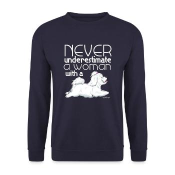 Coton De Tuléar Femme2 - Sweat-shirt Unisexe - marine - Devant - Alina (178cm) & Michal (187cm)