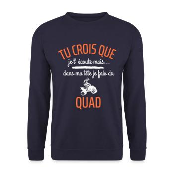 T shirt quad je fais du quad humour quad cadeau - Sweat-shirt Unisexe - marine - Devant - Alina (178cm) & Michal (187cm)