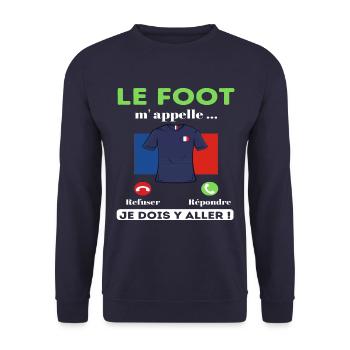 T shirt foot le foot m'appelle cadeau football - Sweat-shirt Unisexe - marine - Devant - Alina (178cm) & Michal (187cm)