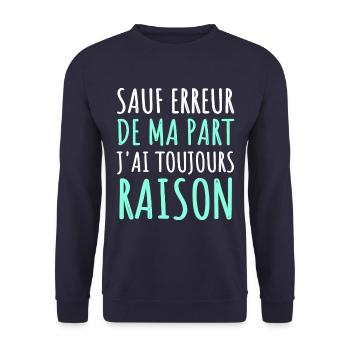 sauf erreur de ma part phrase drôle humour cadeau - Sweat-shirt Unisexe - marine - Devant - Alina (178cm) & Michal (187cm)