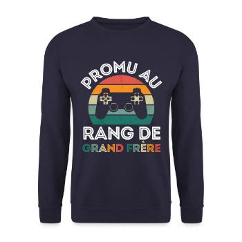 Promu grand frère humour grand frère gamer cadeau - Sweat-shirt Unisexe - marine - Devant - Alina (178cm) & Michal (187cm)