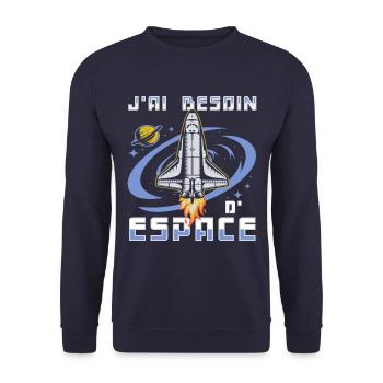 Humour j'ai besoin d' espace jeu de mots cadeau - Sweat-shirt Unisexe - marine - Devant - Alina (178cm) & Michal (187cm)