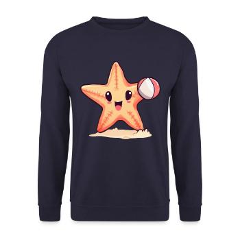 Seestern spielt Volleyball - Unisex Pullover - Navy - Vorne - Alina (178cm) & Michal (187cm)