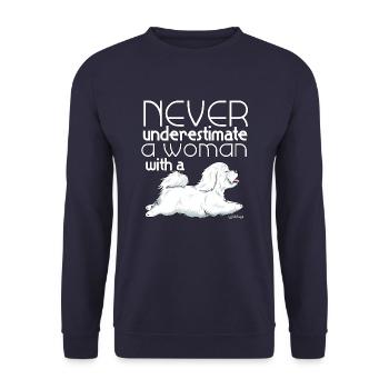 Coton De Tuléar Femme - Sweat-shirt Unisexe - marine - Devant - Alina (178cm) & Michal (187cm)