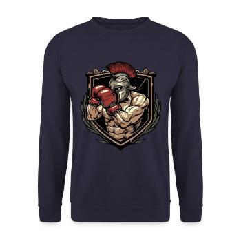 Spartaner Boxer MMA Logo - Unisex Pullover - Navy - Vorne - Alina (178cm) & Michal (187cm)
