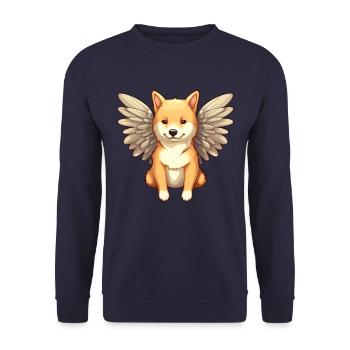 Shiba Inu Angel - Design with wings - Unisex Sweatshirt - navy - Front - Alina (178cm) & Michal (187cm)