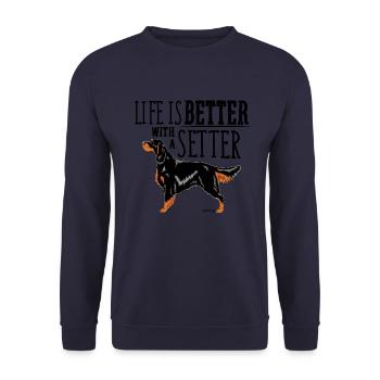 Gordon Setter Mieux - Sweat-shirt Unisexe - marine - Devant - Alina (178cm) & Michal (187cm)