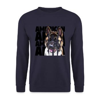Amerikanischer Akita B - Unisex Pullover - Navy - Vorne - Alina (178cm) & Michal (187cm)