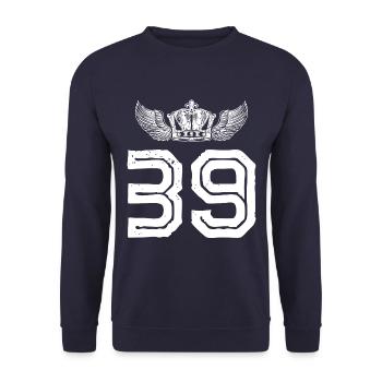 39 Number crown - Unisex Sweatshirt - navy - Front - Alina (178cm) & Michal (187cm)