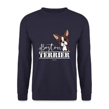 bostonterrier - Sweat-shirt Unisexe - marine - Devant - Alina (178cm) & Michal (187cm)