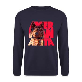 Amerikanischer Akita II - Unisex Pullover - Navy - Vorne - Alina (178cm) & Michal (187cm)