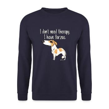 borzoitherapy6 - Unisex Sweatshirt - navy - Front - Alina (178cm) & Michal (187cm)