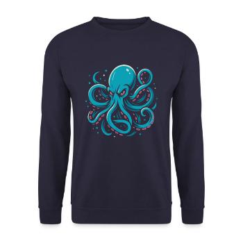 Verrückter Oktopus - Unisex Pullover - Navy - Vorne - Alina (178cm) & Michal (187cm)