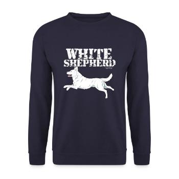 Weißer Schäferhund - Unisex Pullover - Navy - Vorne - Alina (178cm) & Michal (187cm)