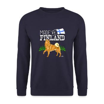 Finsk Spitz Ear Made2 - Unisex sweater - marineblå - Foran - Alina (178cm) & Michal (187cm)