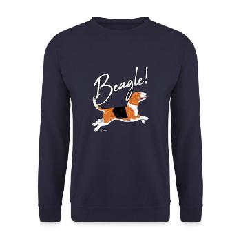 Beagle! - Unisex Sweatshirt - navy - Front - Alina (178cm) & Michal (187cm)