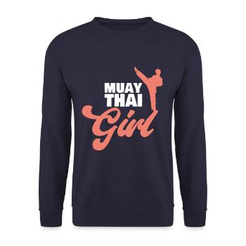 Muay Thai Girl Thai Boxing - Unisex Pullover - Navy - Vorne - Alina (178cm) & Michal (187cm)