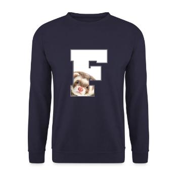 F Frettchen - Unisex Pullover - Navy - Vorne - Alina (178cm) & Michal (187cm)