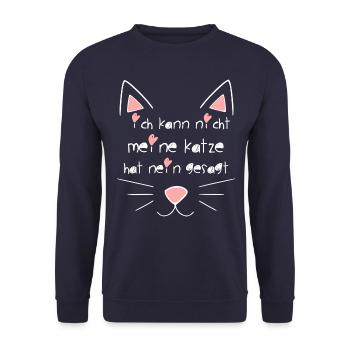 Ich kann nicht meine Katze hat nein gesagt 4 - Unisex Pullover - Navy - Vorne - Alina (178cm) & Michal (187cm)