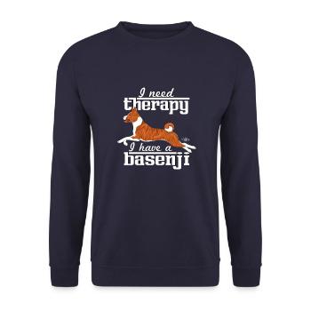 basenjitherapy4 - Unisex Pullover - Navy - Vorne - Alina (178cm) & Michal (187cm)