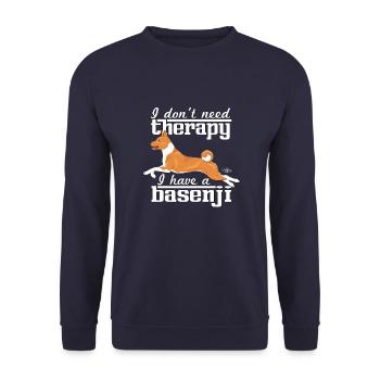 Basenjitherapie2 - Unisex Pullover - Navy - Vorne - Alina (178cm) & Michal (187cm)