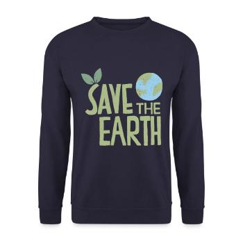 Save The Earth Nachhaltig Klimawandel - Unisex Pullover - Navy - Vorne - Alina (178cm) & Michal (187cm)