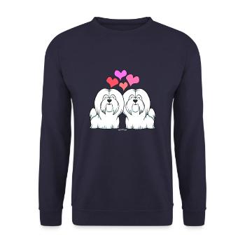 Coton De Tuléar Amour - Sweat-shirt Unisexe - marine - Devant - Alina (178cm) & Michal (187cm)