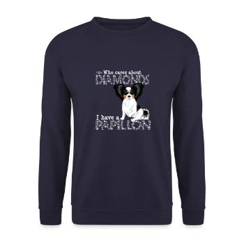 diamondpapillon3 - Unisex Sweatshirt - navy - Front - Alina (178cm) & Michal (187cm)