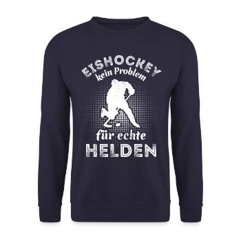 Eishockey - kein Problem für echte Helden - Unisex Pullover - Navy - Vorne - Alina (178cm) & Michal (187cm)